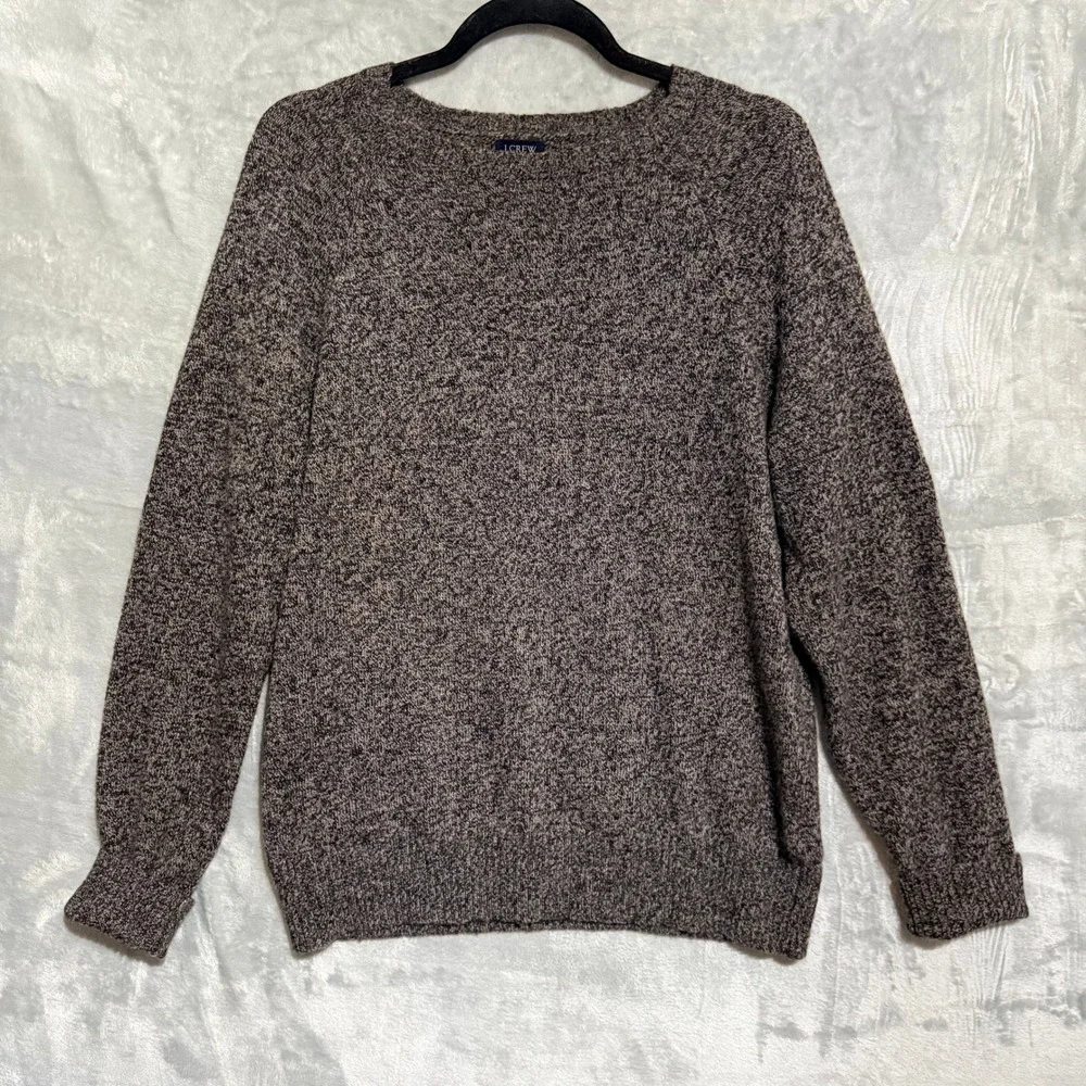 J. Crew Sweater Mens M Gray Marled Lambswool Blend Raglan Crewneck Pullover